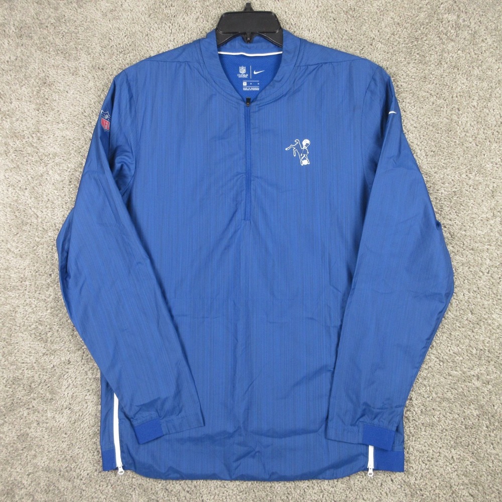 Indianapolis Colts Jacket Mens Medium Blue 1/4 Zip Pullover Windbreaker Nike NFL